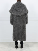 Hooded Knitted Shearling Duster Coat