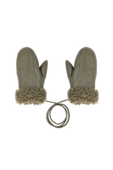 GREEN CURLY SHEARLING MITTENS