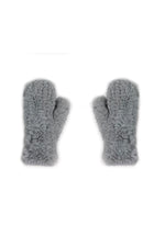 GREY KNITTED REX RABBIT MITTENS