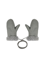 GREY CURLY SHEARLING MITTENS