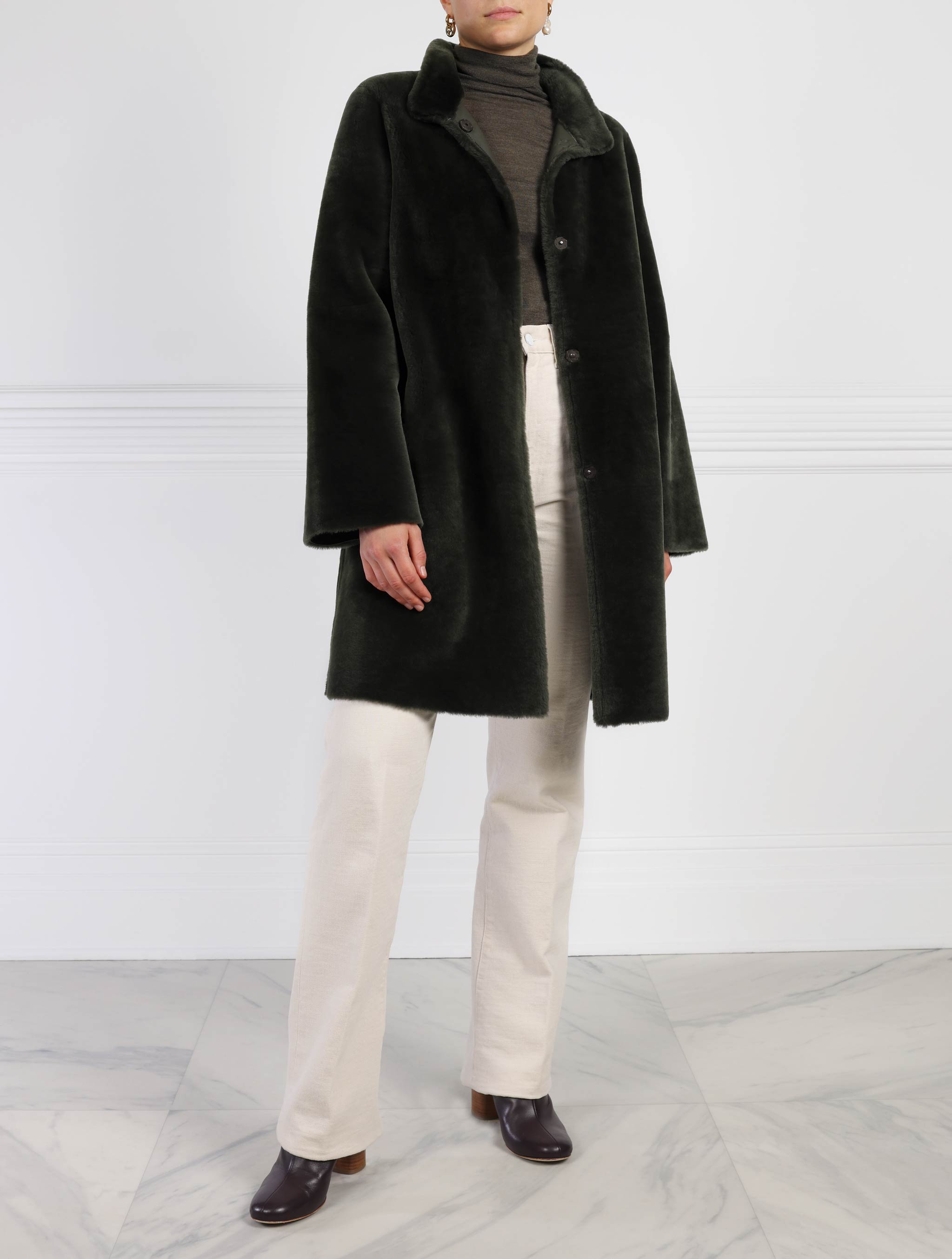 Shearling Fur Coat in Green