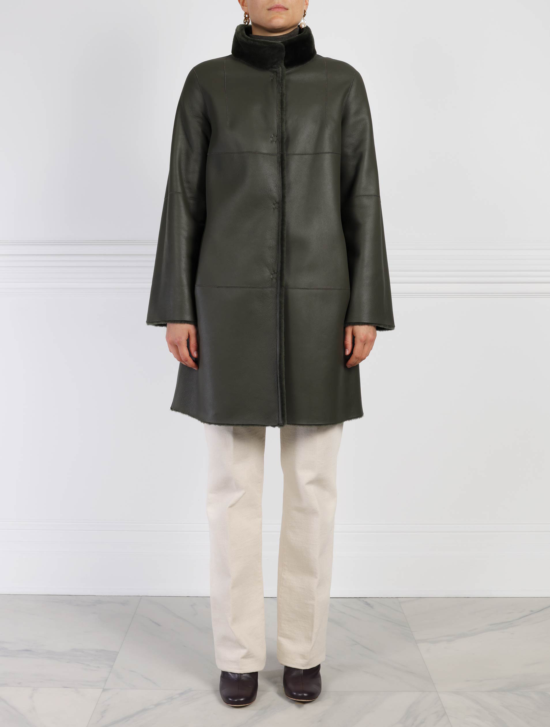 Shearling Fur Coat in Green