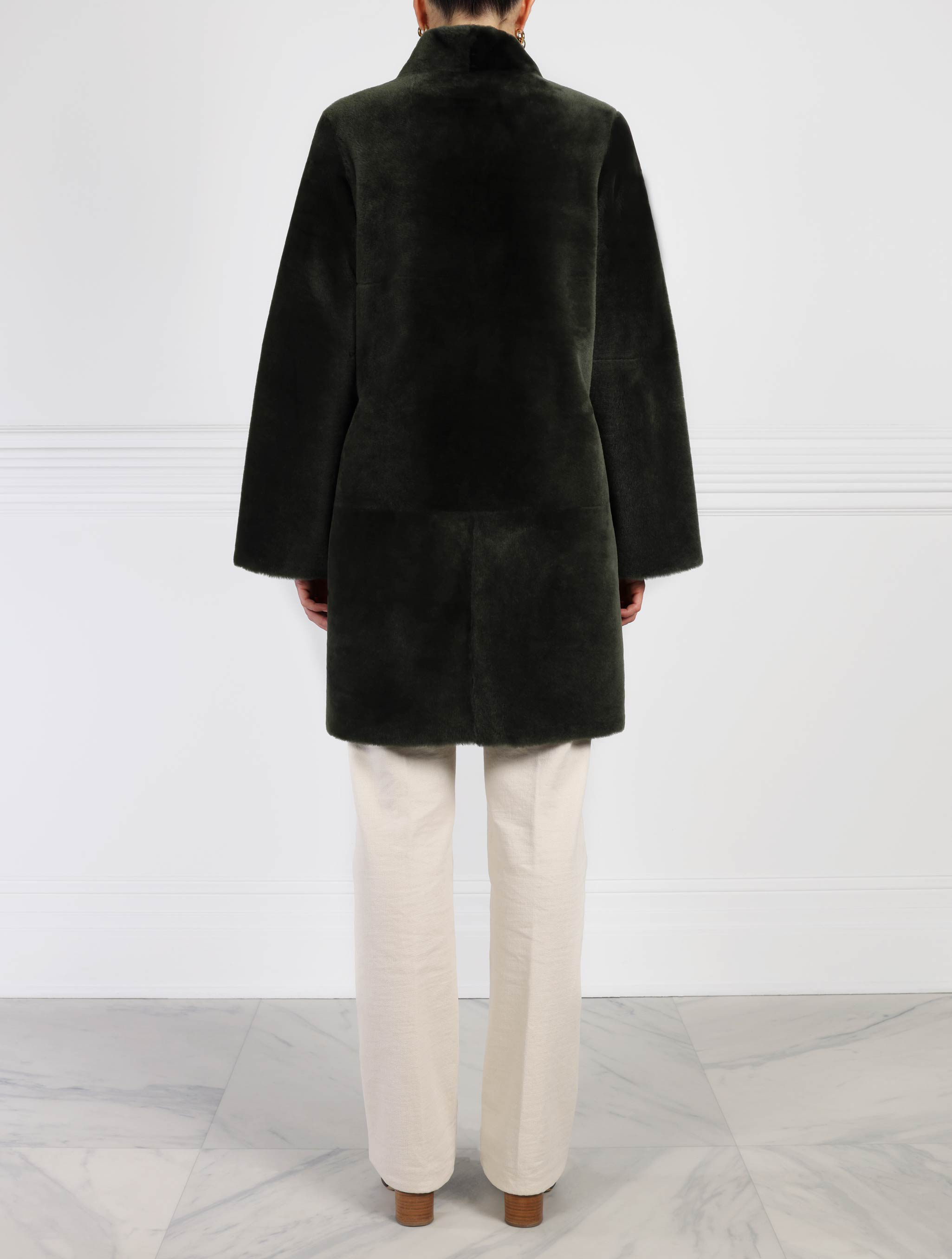 Shearling Fur Coat in Green