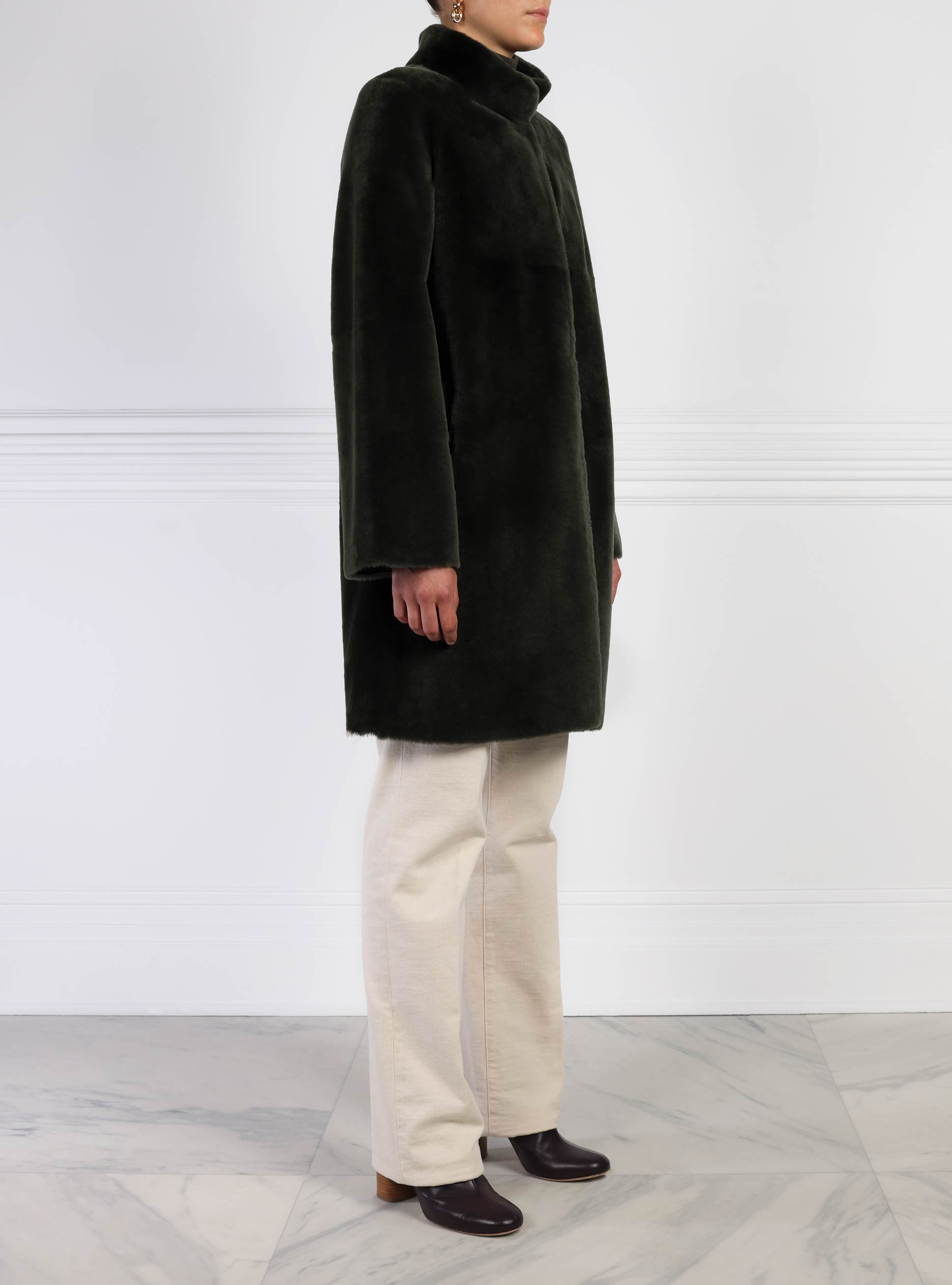 Shearling Fur Coat in Green