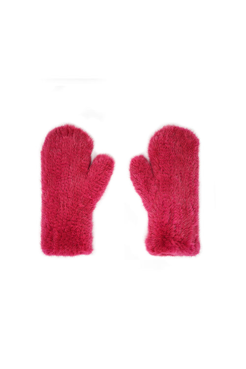 HOT PINK KNITTED MITTENS