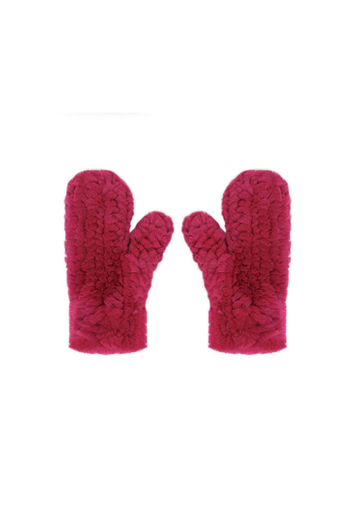 HOT PINK REX RABBIT MITTENS