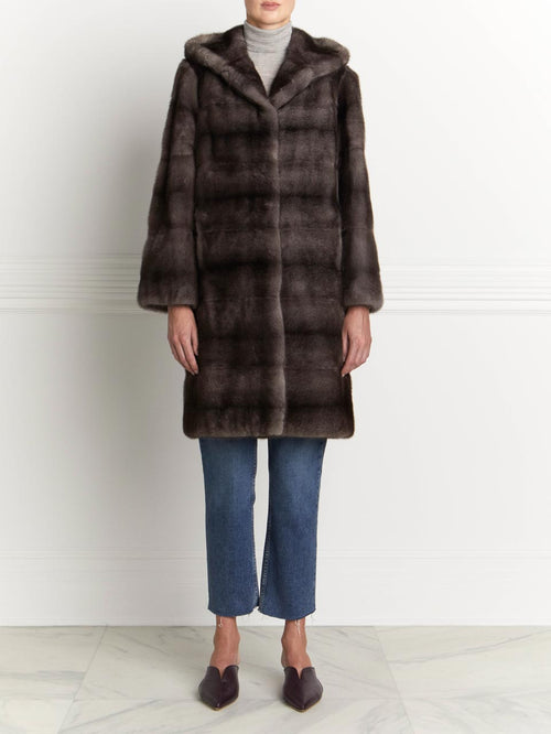 Hooded Mink Fur Coat As Seen On Olivia Palermo