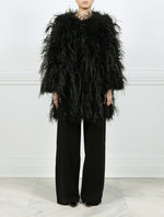The Arya Feather Short Coat available in Black and White