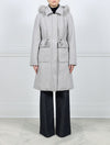 Wool Puffer Coat with Detachable Cashmere Goat Trimmed Hood