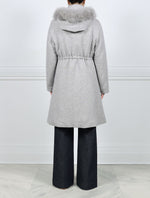Wool Puffer Coat with Detachable Cashmere Goat Trimmed Hood