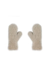 IVORY KNITTED MINK MITTENS