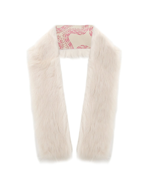 Printed Toscana shearling scarf, Designed  by Zandra Rhodes Ivory color