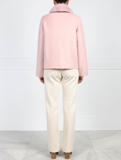 Jacket with Mink Fur Collar in Pink | Pologeorgis