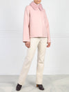 Jacket with Mink Fur Collar in Pink