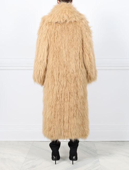 Hooded Knitted Shearling Coat