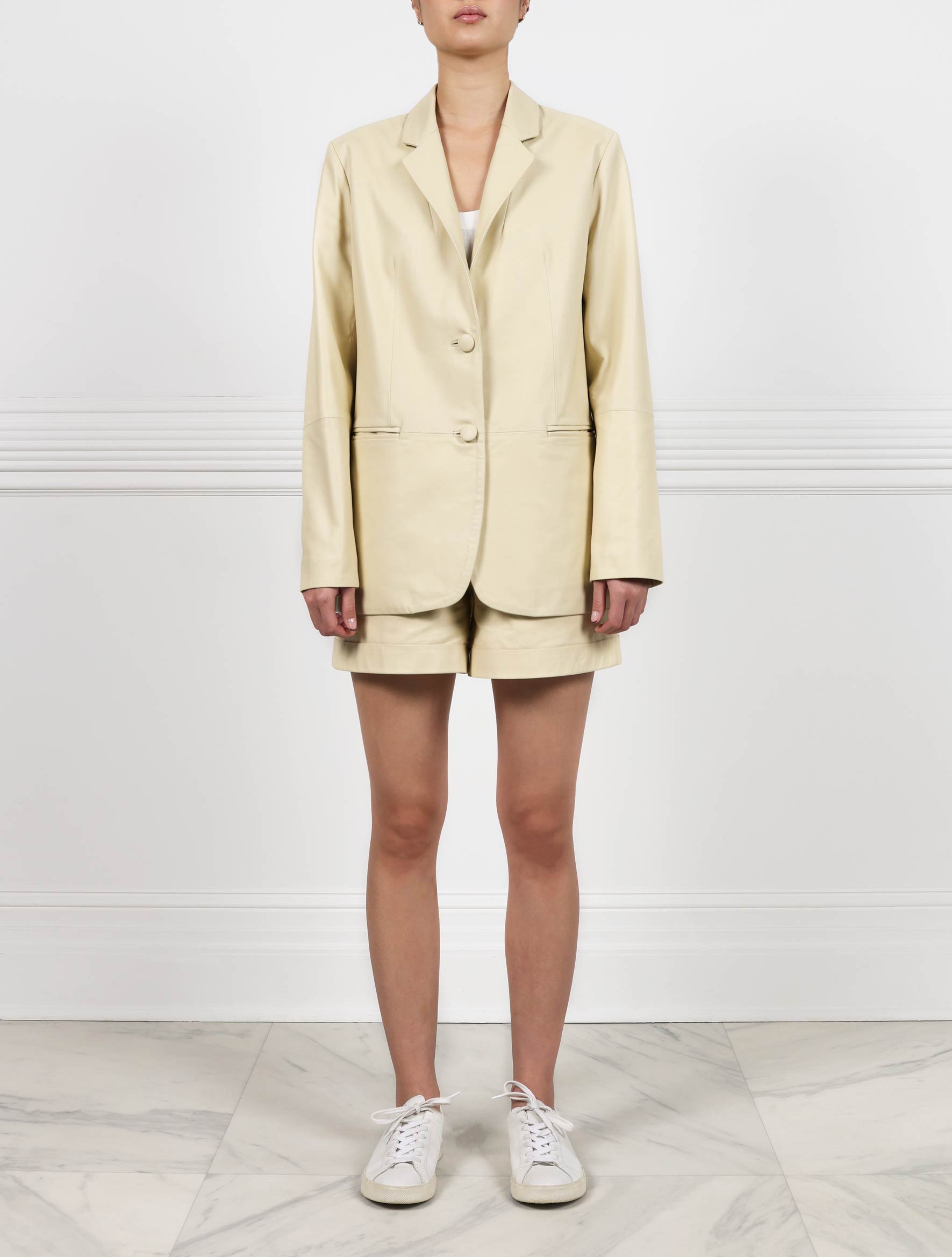 Leather Blazer in Yellow | Pologeorgis