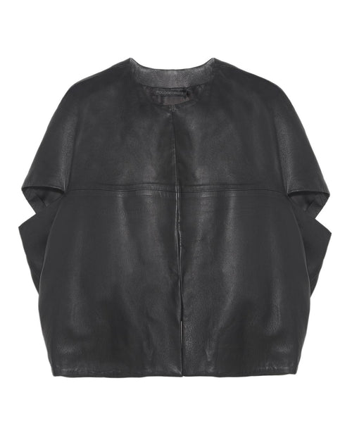 Black Leather Cocoon Vest