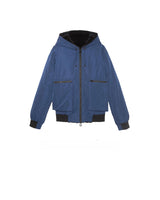 NAVY SHEARED RABBIT LINED JACKET