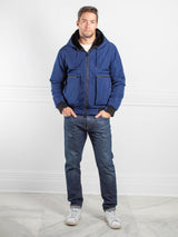 Mens Sheared Rabbit Jacket in Blue and Black