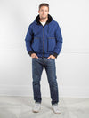 Mens Sheared Rabbit Jacket in Blue and Black