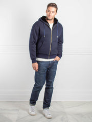 Men's Rabbit Lined Hooded Zip Sweatshirt in Navy