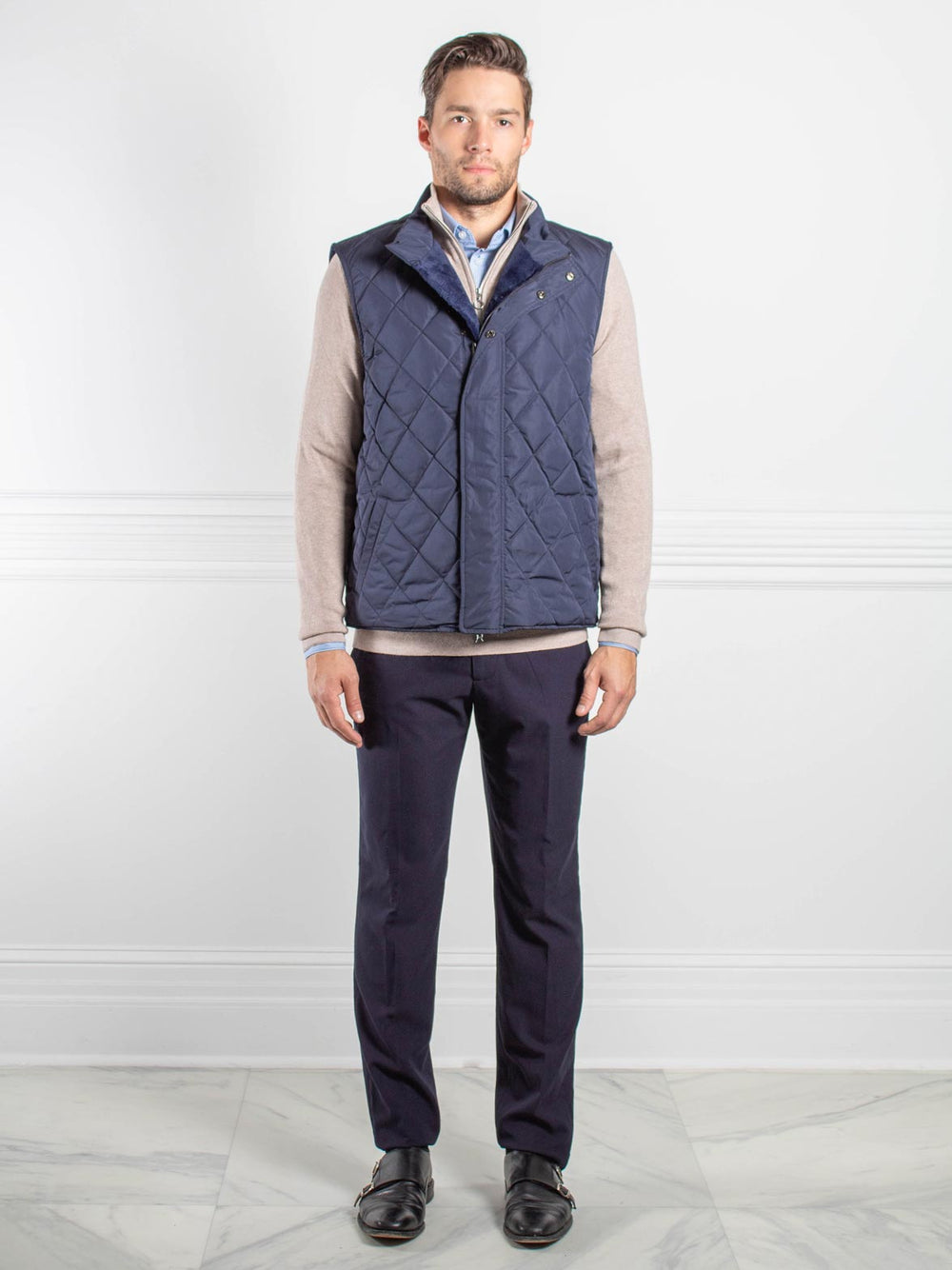 Mens Sheared Mink Lined Puffer Vest