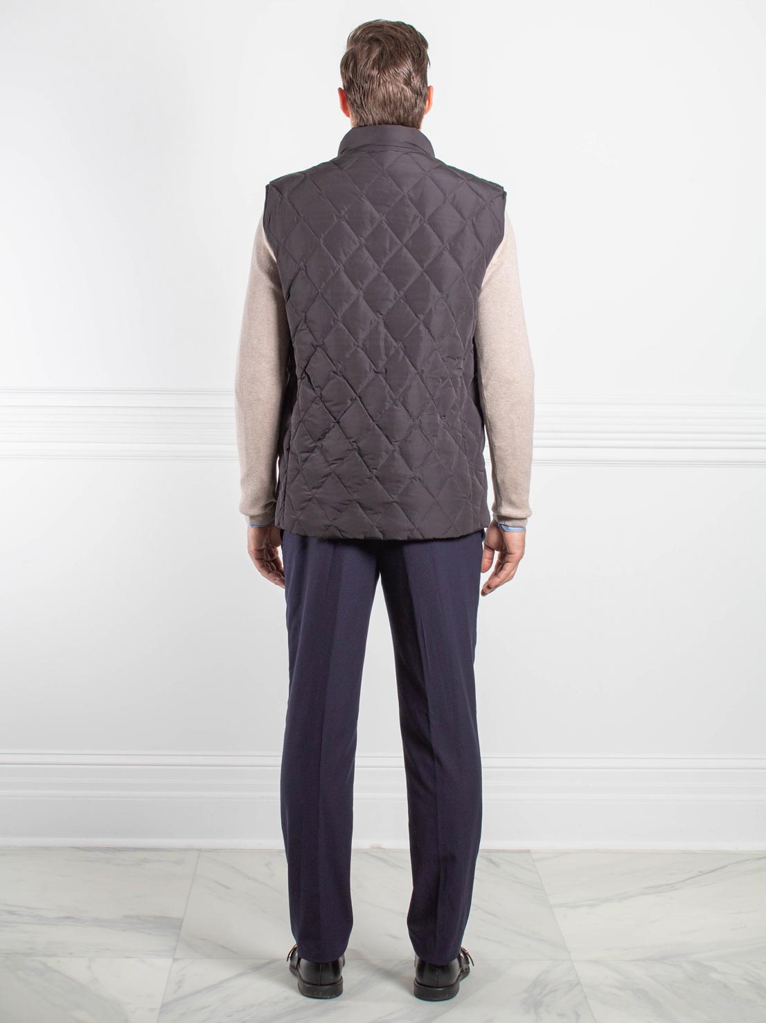 Mens Rabbit Lined Puffer Zip Vest