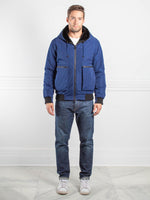 Mens Sheared Rabbit Jacket in Blue and Black