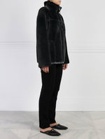 Merino Shearling Zip Jacket in Black | Pologeorgis