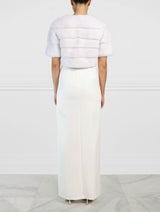 Horizontal Mink Fur Jacket in White