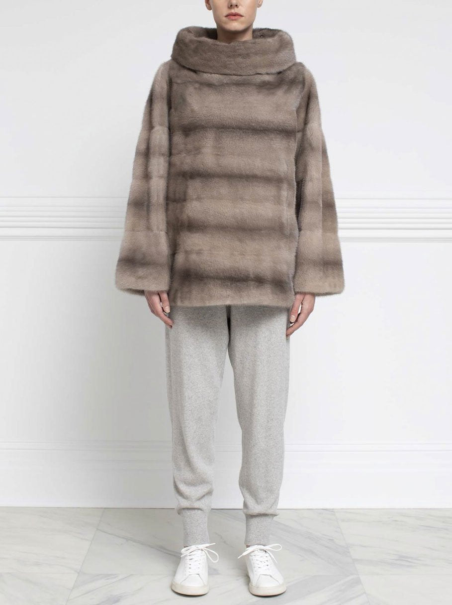 SILVER BLUE MINK FUR PULLOVER - POLOGEORGIS