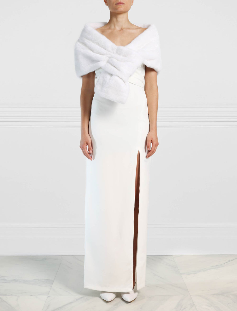 The Bridal Collection - The Zola Mink Pull-Through Stole in Winter White