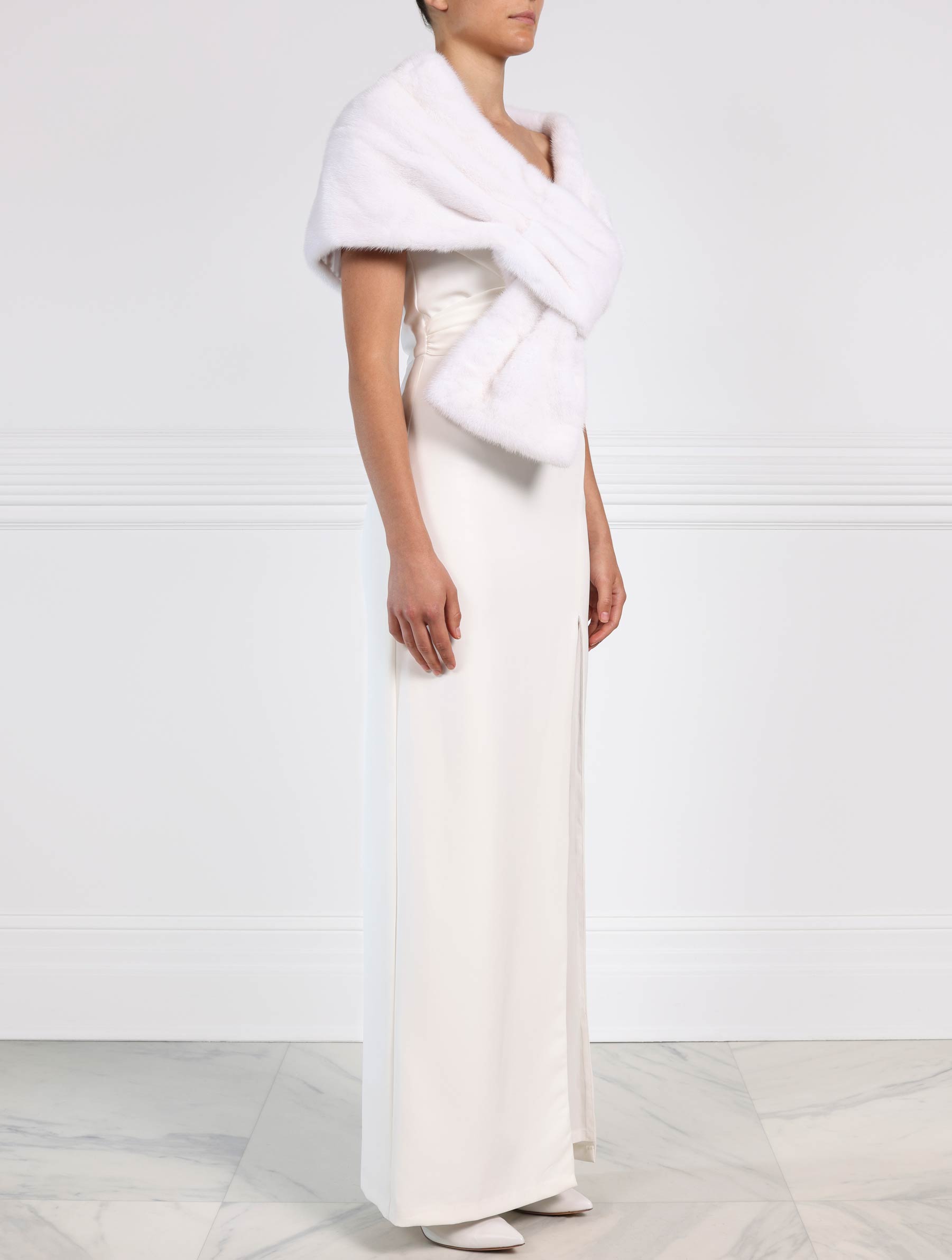 Mink Pull-Through Stole in White