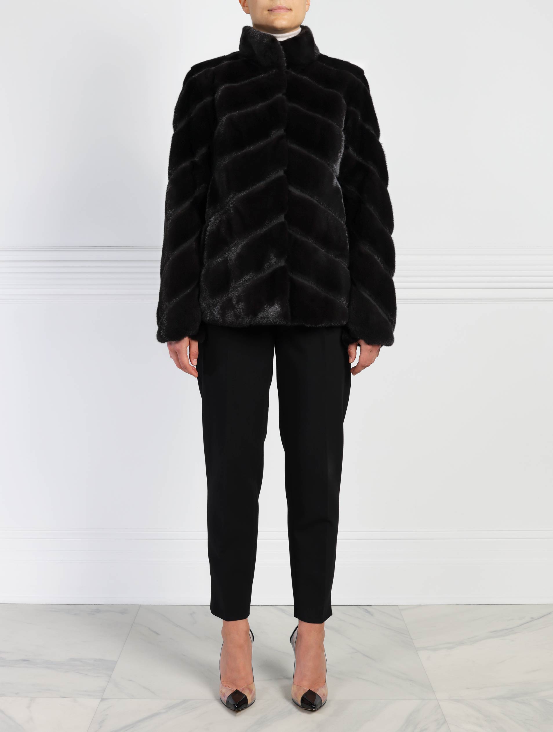 Diagonal Mink Jacket