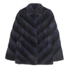 Horizontal Mink Fur and Suede Jacket in Blue | Pologeorgis