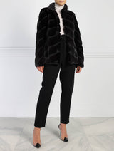 Diagonal Mink and Suede Jacket