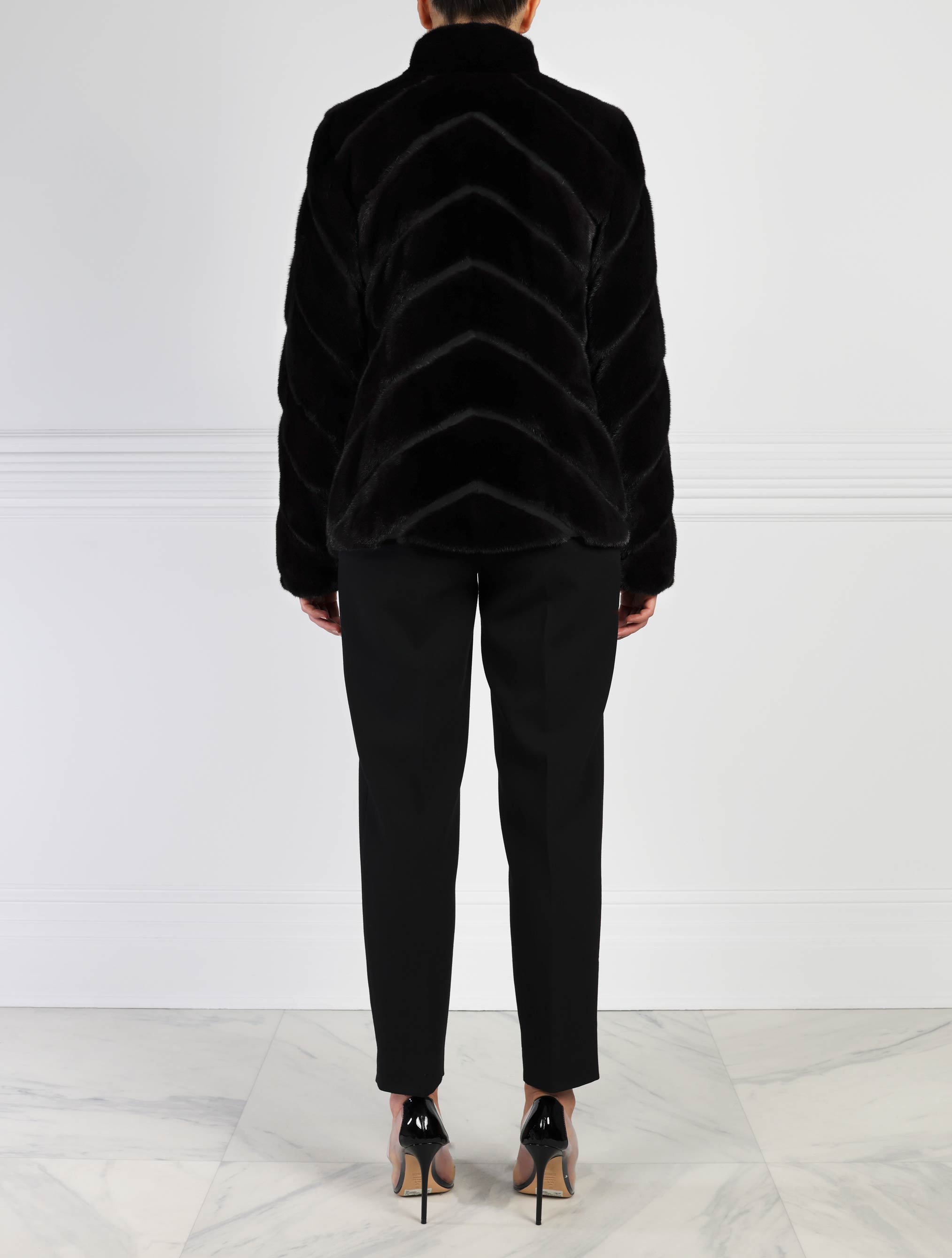 Diagonal Mink Fur and Suede Jacket