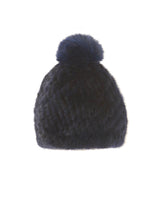 The Knit Mink Fur Hat with Fox Pom in Multiple Colors