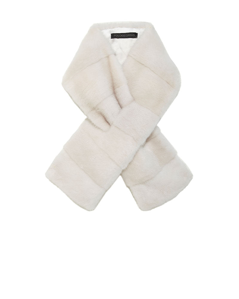 BRIGHTENED PEARL MINK PULL THROUGH SCARF-43 INCHES BY 5.5 INCHES-BY POLOGEORGIS- NYC