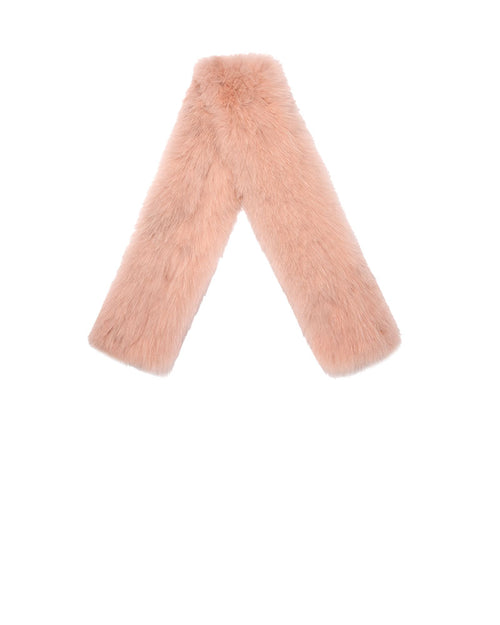 Knitted Fur Scarf in Dusty Pink