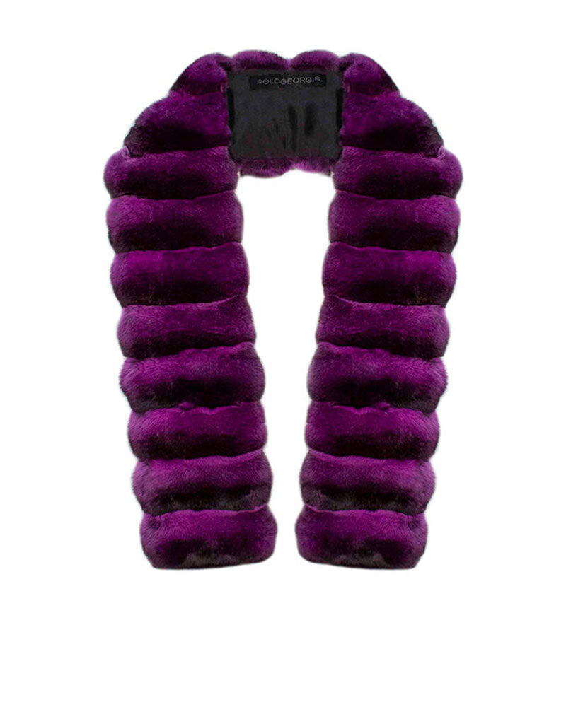 PURPLE  CHINCHILLA DYED FUR SCARF