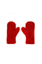 RED KNITTED MINK MITTENS
