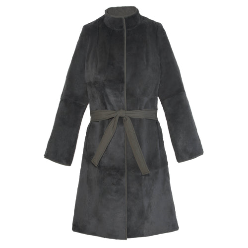 Reversible Fur Lined Quilted Coat in Loden