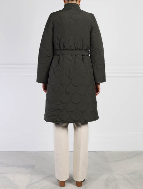 Reversible Fur Lined Quilted Coat in Green | Pologeorgis