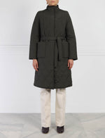 Reversible Fur Lined Quilted Coat in Loden | Pologeorgis