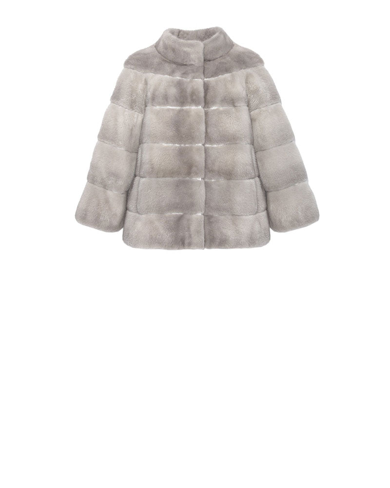 SAPPHIRE HORIZONTAL MINK COLLAR STAND COLLAR