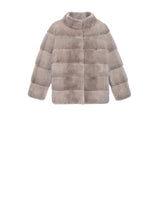 SILVER BLUE HORIZONTAL MINK JACKET STAND COLLAR
