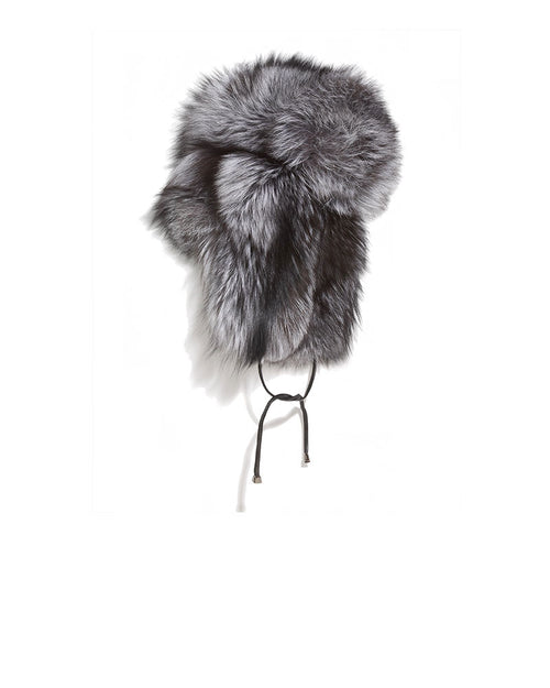 Silver Fox Fur Trapper Hat 