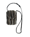 Intarsia Mink Fur Phone Bag with Leather Strap