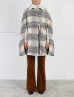 Plaid Belted Fur Lined Cape
